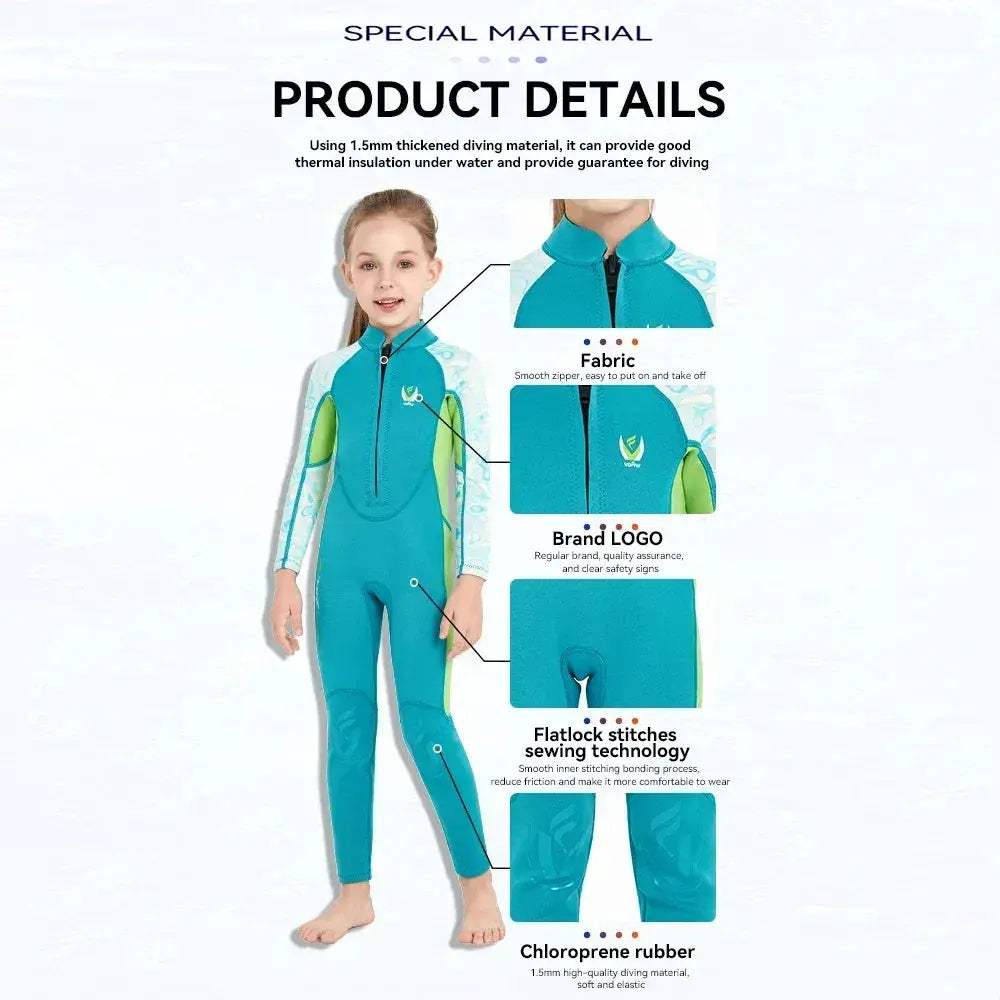 Kids Neoprene Wetsuit 1.5Mm Thermal One Piece Cold Proof - ToylandEU