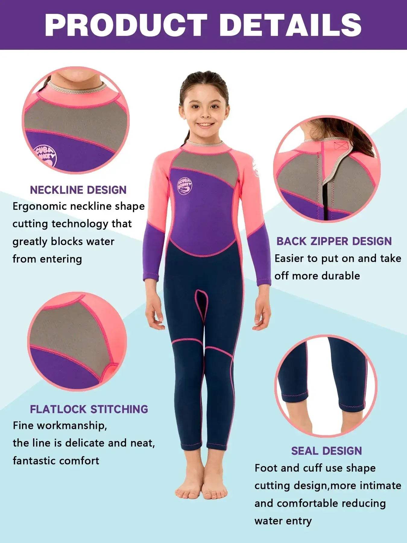 Kids Neoprene Wetsuit 2.5mm Long Sleeve Swim Chemical Free - ToylandEU