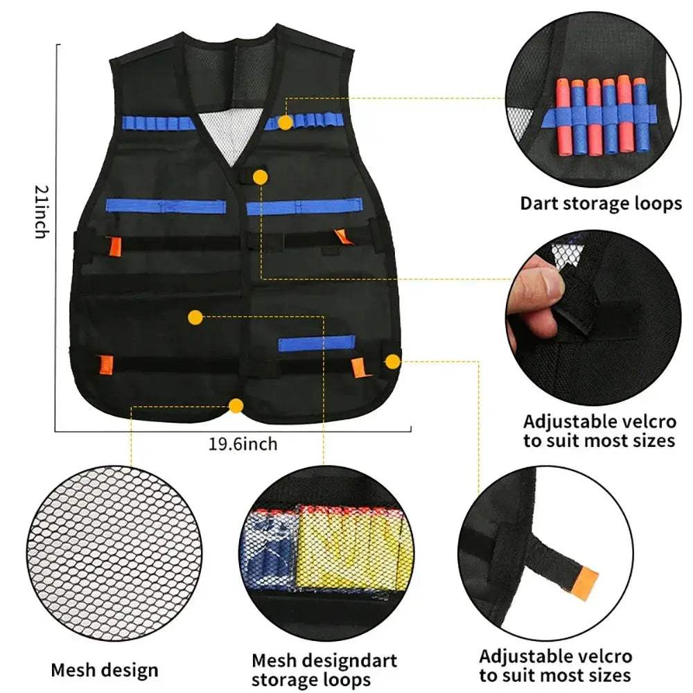 Kids Nerf Tactical Vest Kit With Darts And Protective Gear - ToylandEU