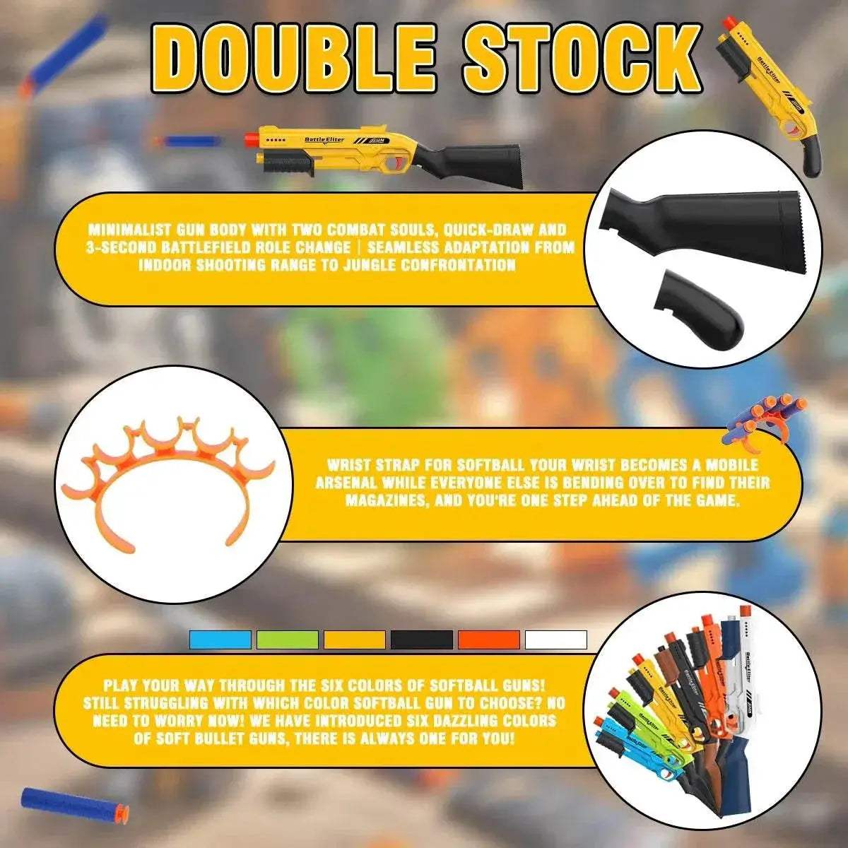  Kids Outdoor Dual Handles Foam Dart Blaster Gun Safe Ammo Soft Bullet Multi Colors Battle Toy -  ToylandEU™