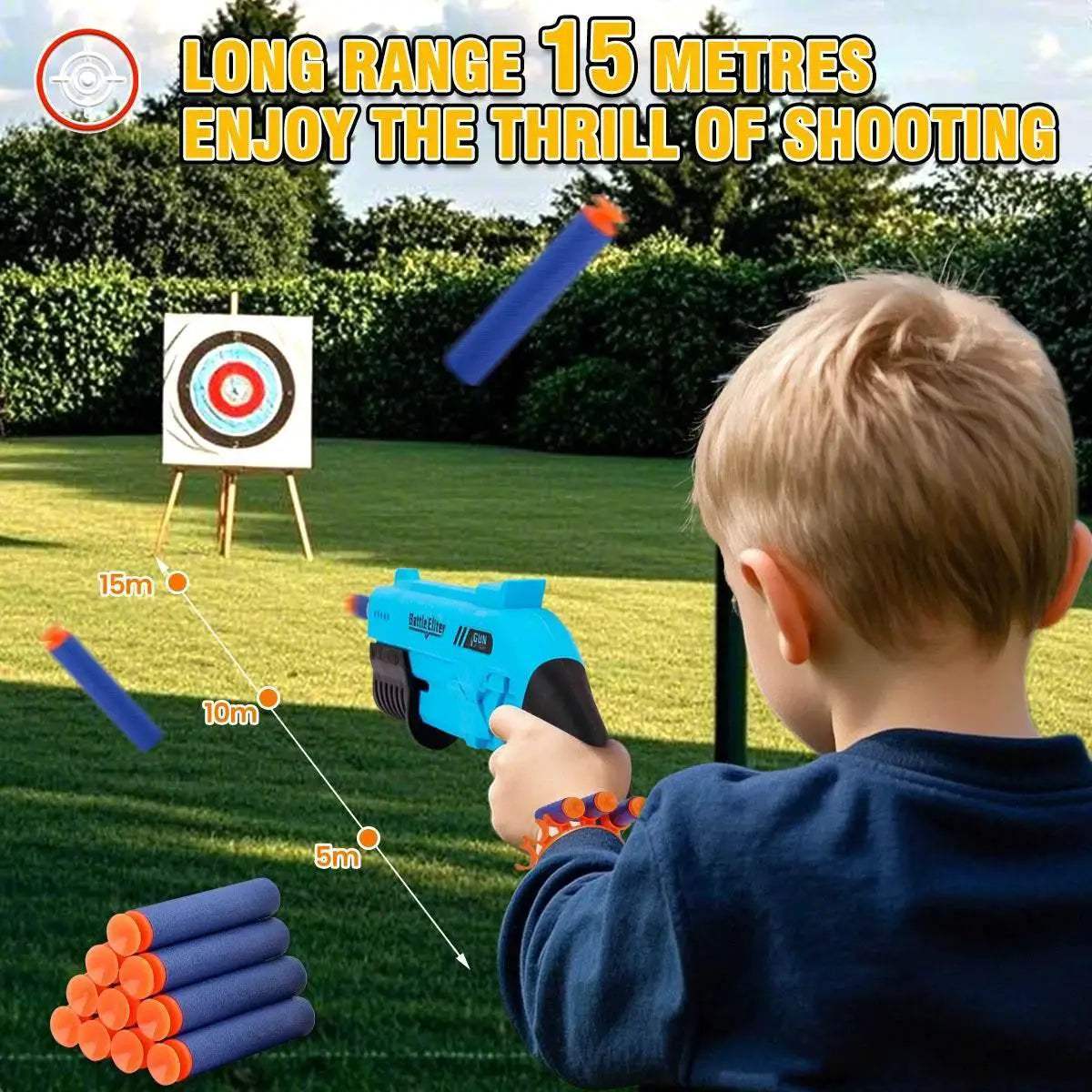  Kids Outdoor Dual Handles Foam Dart Blaster Gun Safe Ammo Soft Bullet Multi Colors Battle Toy -  ToylandEU™