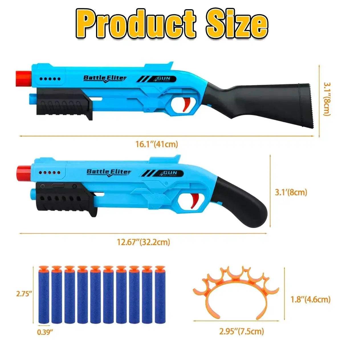  Kids Outdoor Dual Handles Foam Dart Blaster Gun Safe Ammo Soft Bullet Multi Colors Battle Toy -  ToylandEU™