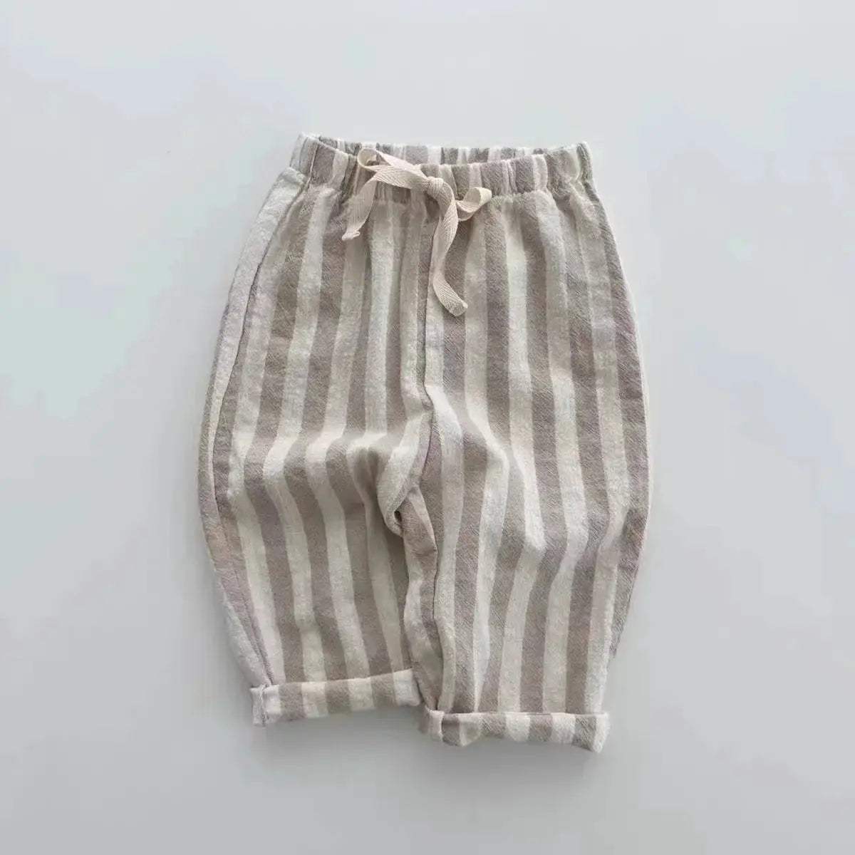  Kids Pants Linen Cotton Stripe Elastic Waist Casual Unisex -  ToylandEU™