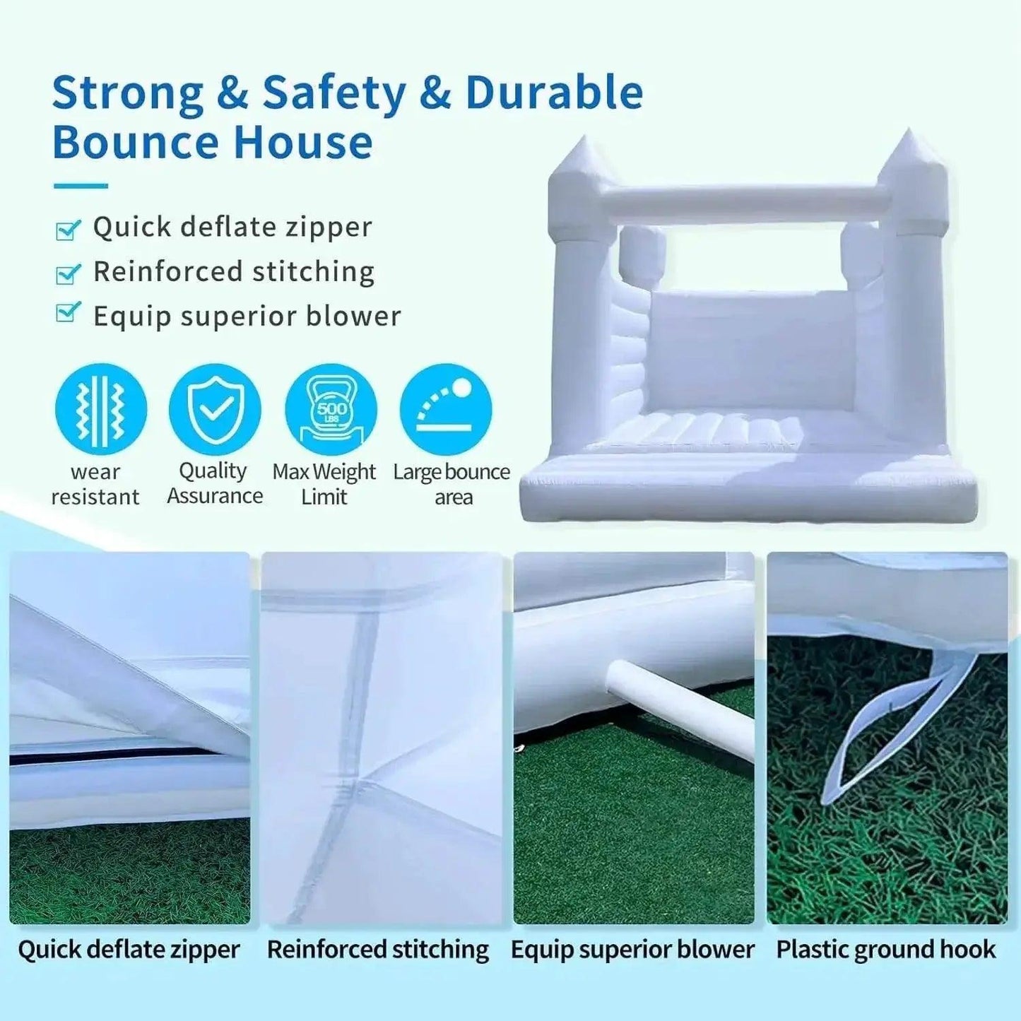  Kids Party Large 13x13ft Inflatable White Bounce House -  ToylandEU™