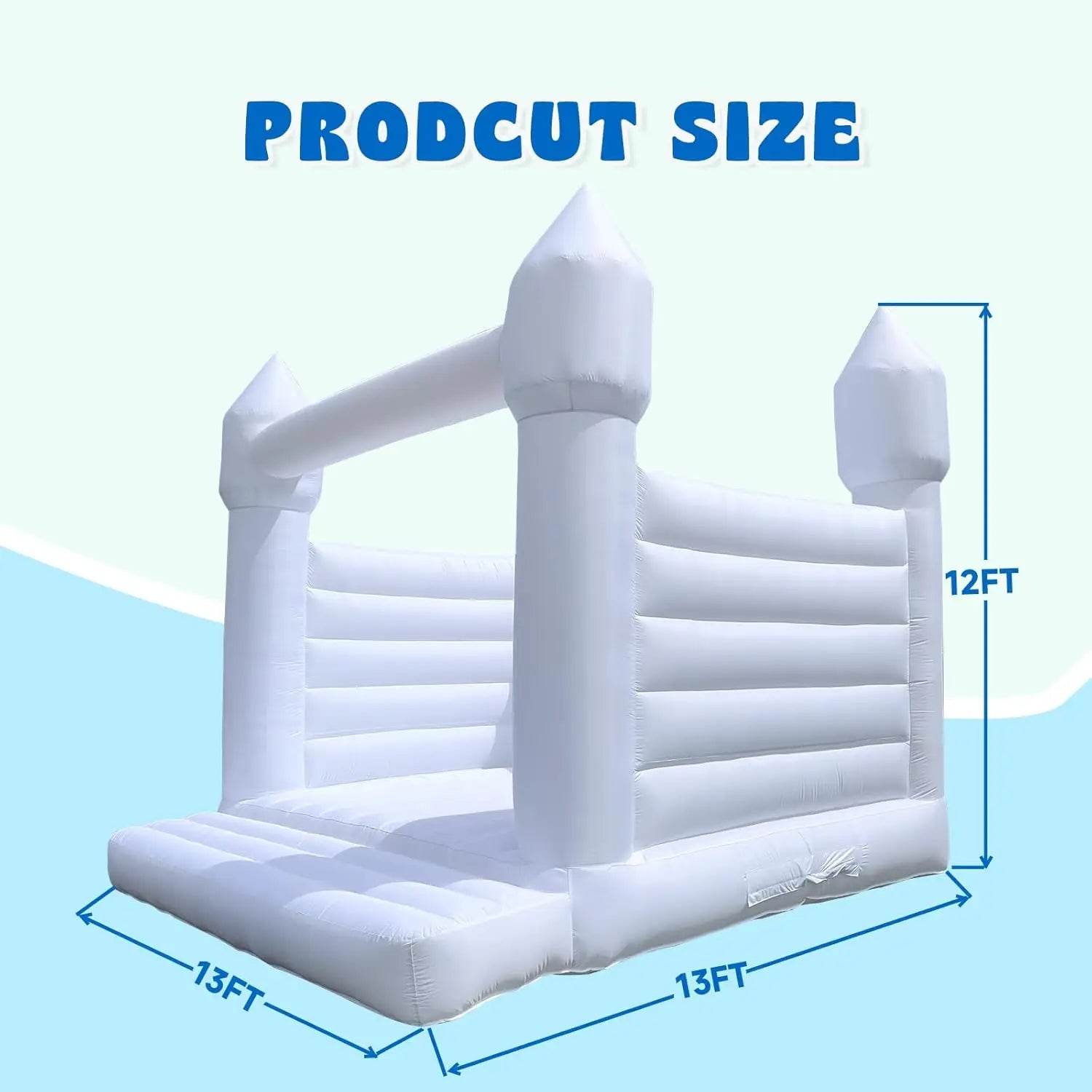 Kids Party Large 13x13ft Inflatable White Bounce House - ToylandEU
