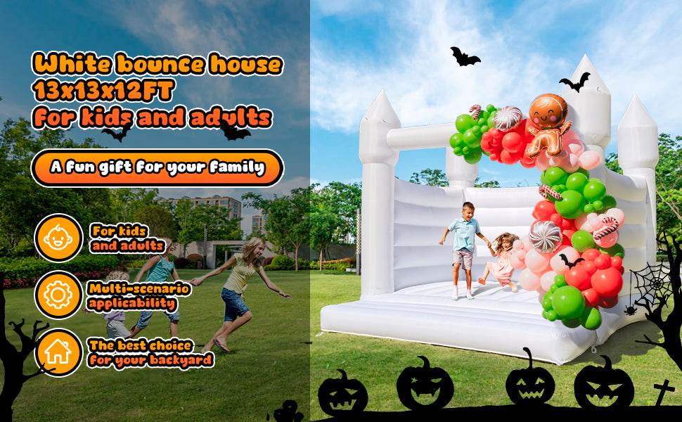 Kids Party Large 13x13ft Inflatable White Bounce House - ToylandEU