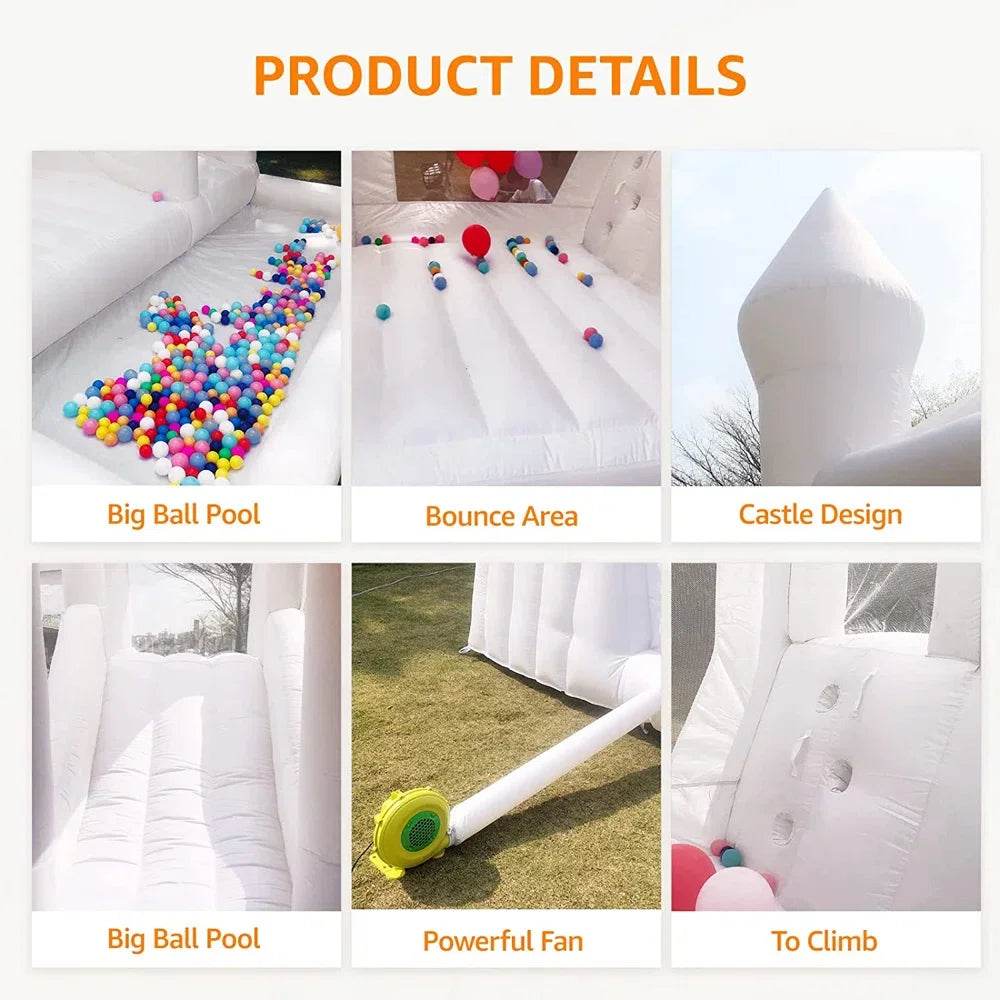 Kids Party Large 15x13ft Inflatable White Bounce House - ToylandEU