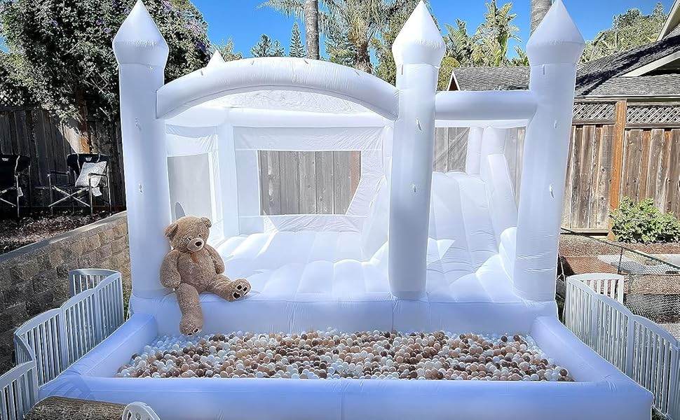 Kids Party Large 15x13ft Inflatable White Bounce House - ToylandEU