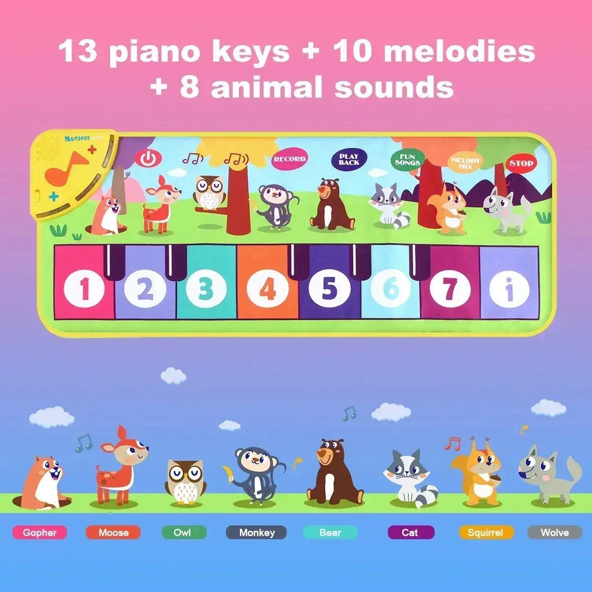  Kids Piano Mat Educational Toy With Animal Sounds -  ToylandEU™