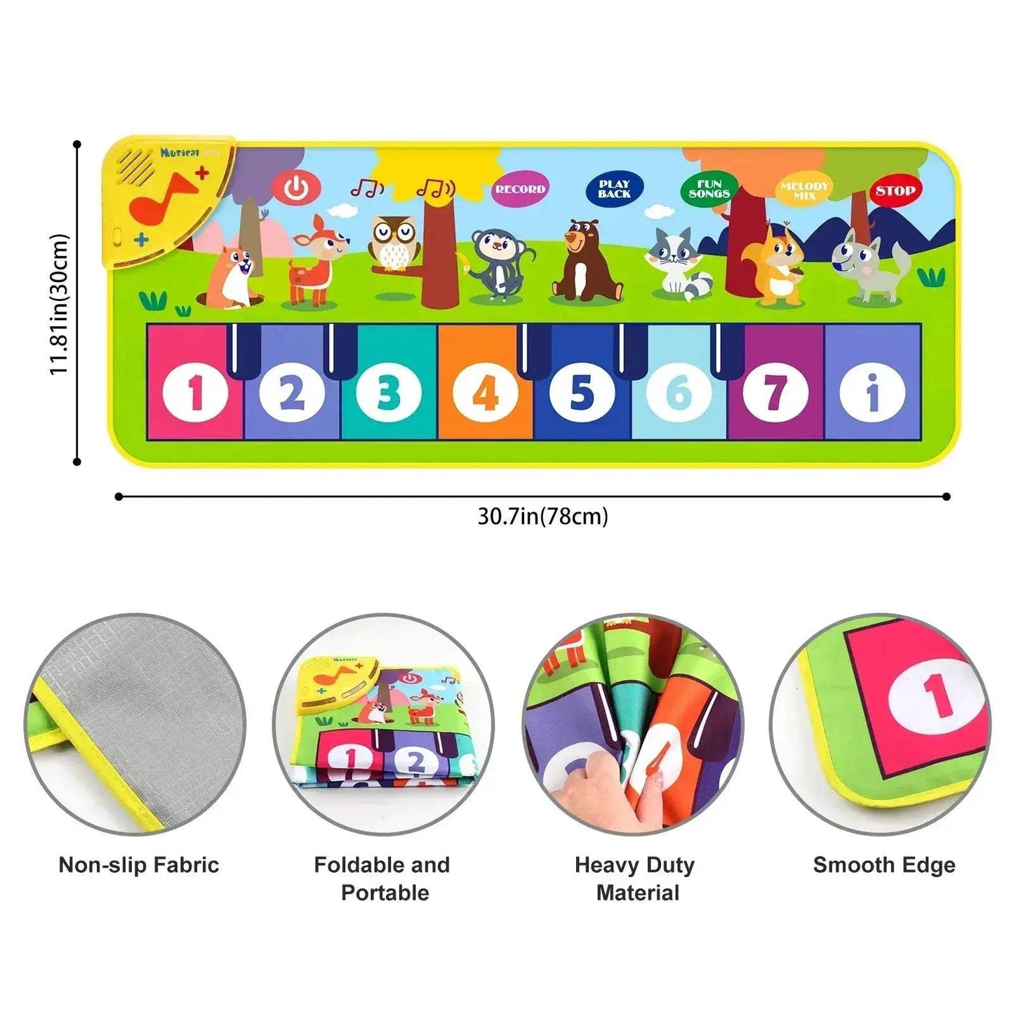 Kids Piano Mat Educational Toy With Animal Sounds - ToylandEU