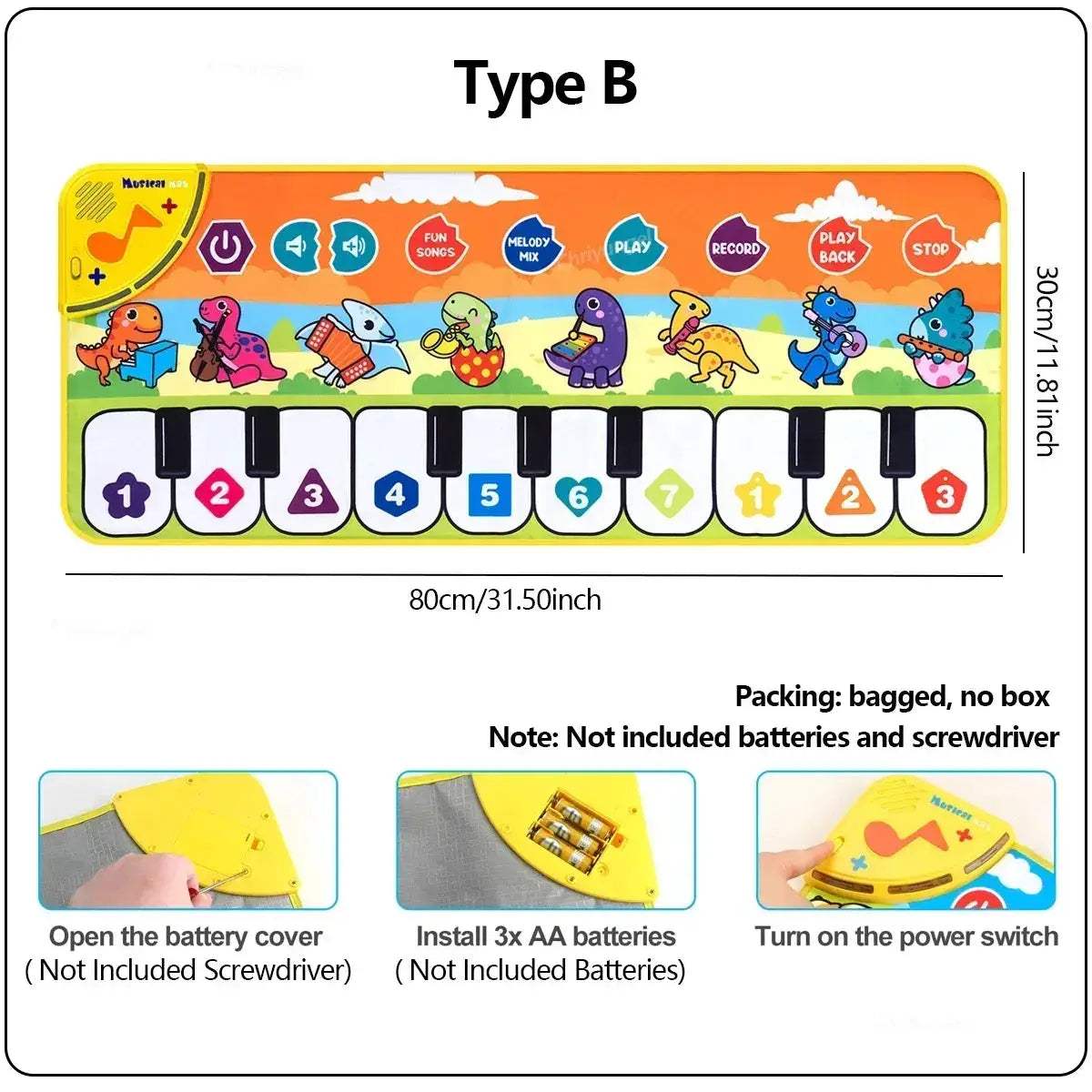 Kids Piano Mat Floor Keyboard Dance Rug For Musical Fun - ToylandEU