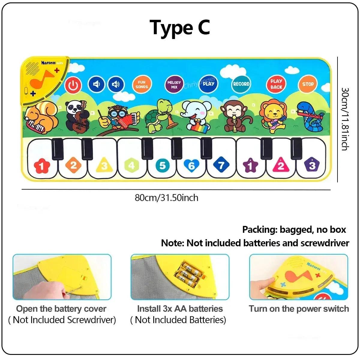  Kids Piano Mat Floor Keyboard Rug Safe Fun -  ToylandEU™
