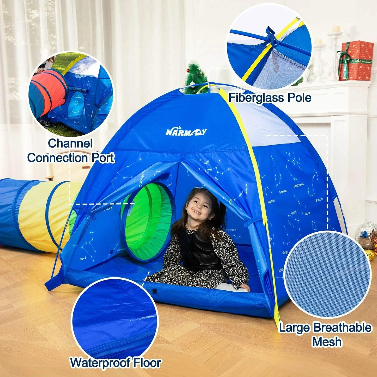 Kids Play Tent Blue Starry Sky Dome Tent for Fun - ToylandEU