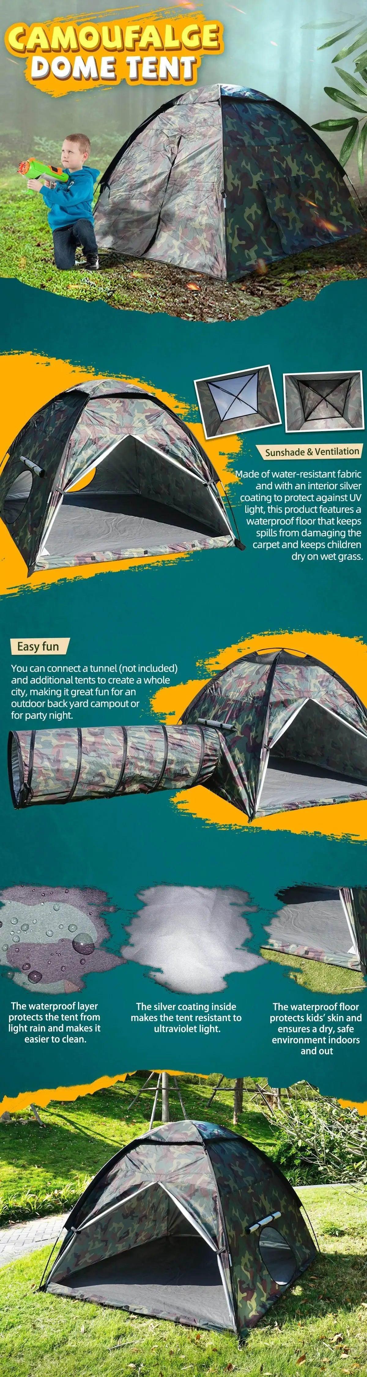  NARMAY Play Tent Camouflage Dome Tent for Kids Indoor Outdoor Fun -  ToylandEU™