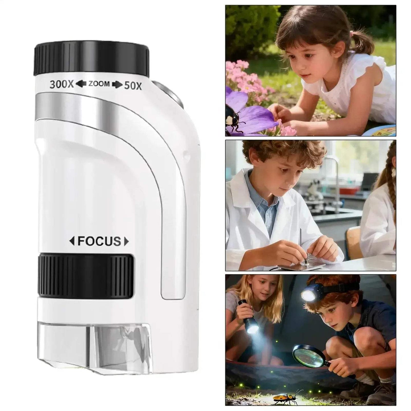 Kids Pocket Microscope 50x-300x Handheld Digital Microscope With LED Light - ToylandEU