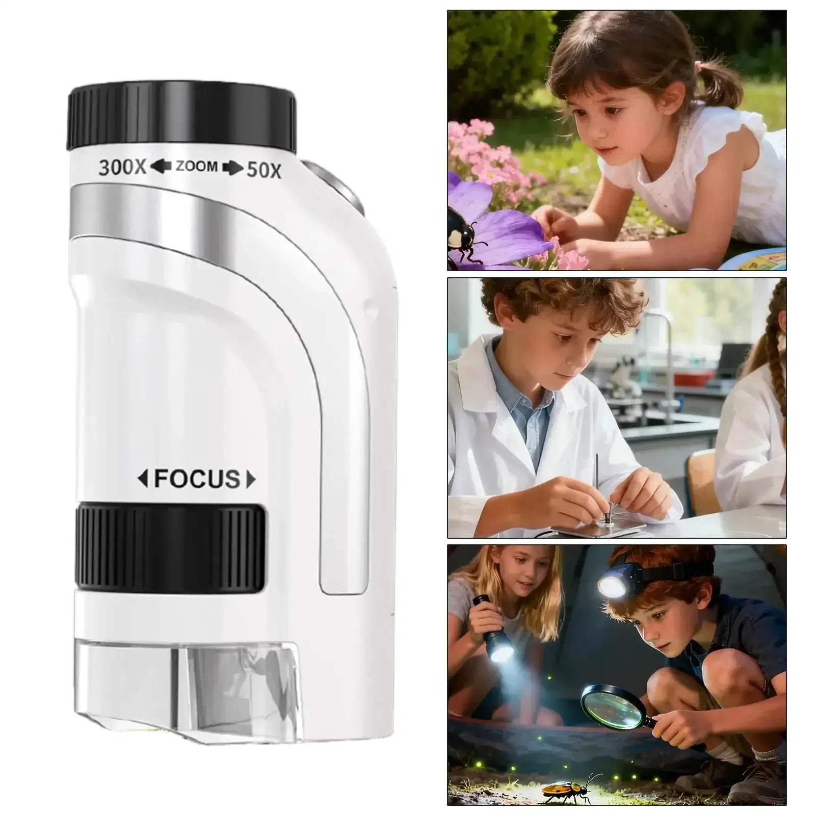 Kids Pocket Microscope 50x-300x Handheld Digital Microscope With LED Light - ToylandEU