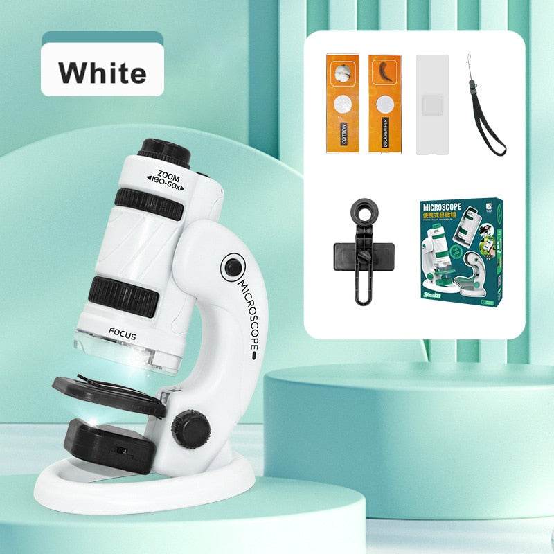 Kids' Portable Microscope Kit 60-120X with LED Light for Learning Fun - ToylandEU