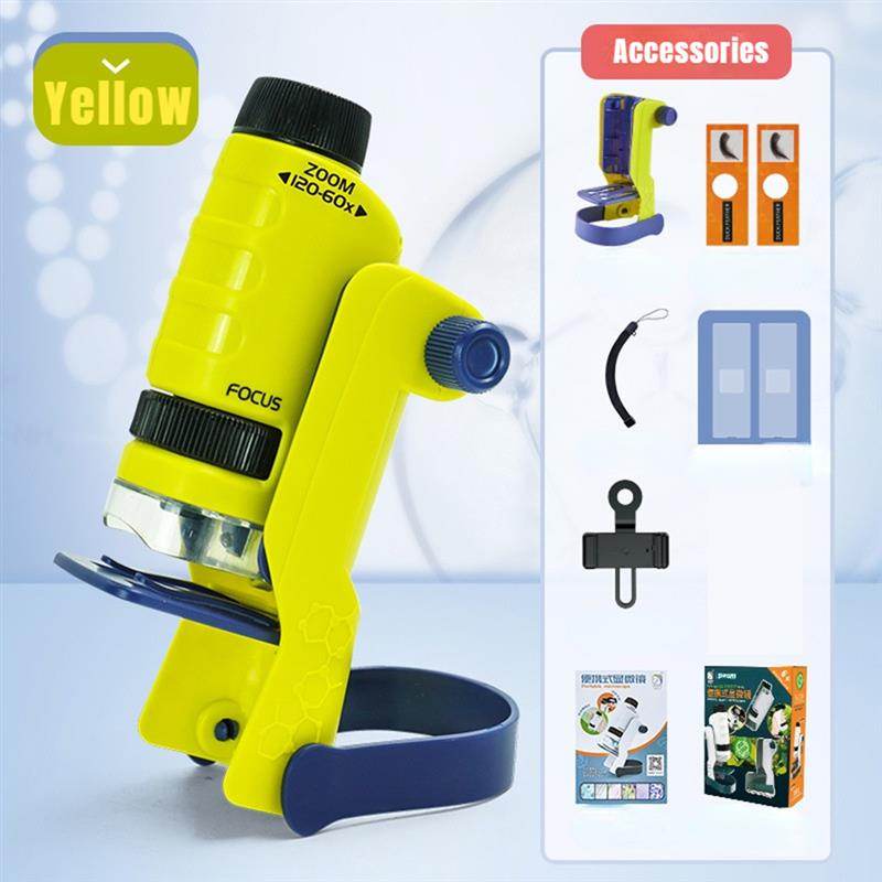 Kids' Portable Microscope Kit 60-120X with LED Light for Learning Fun - ToylandEU