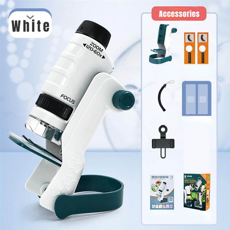 Kids' Portable Microscope Kit 60-120X with LED Light for Learning Fun - ToylandEU