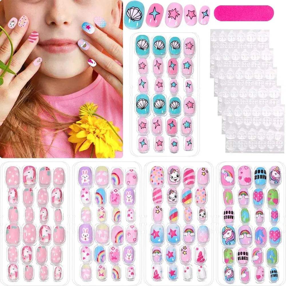 Kids Press On Nails 120Pcs Cartoon Acrylic Easy Fit - ToylandEU