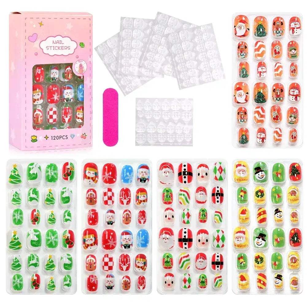Kids Press On Nails 120Pcs Cartoon Acrylic Easy Fit - ToylandEU
