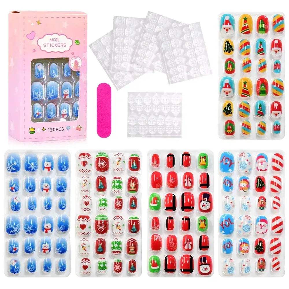 Kids Press On Nails 120Pcs Cartoon Acrylic Easy Fit - ToylandEU