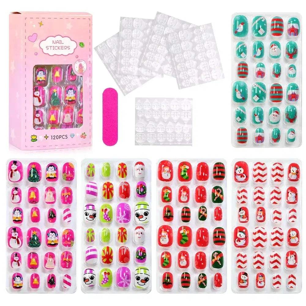 Kids Press On Nails 120Pcs Cartoon Acrylic Easy Fit - ToylandEU