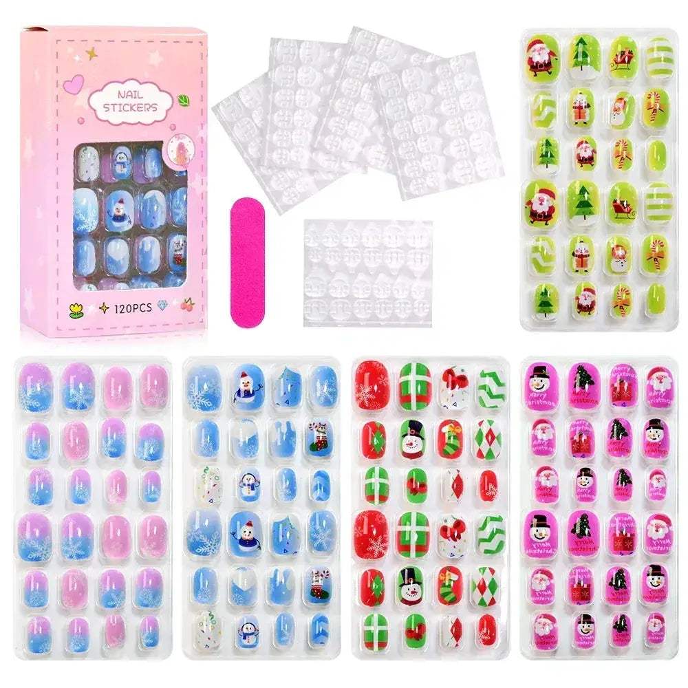 Kids Press On Nails 120Pcs Cartoon Acrylic Easy Fit - ToylandEU
