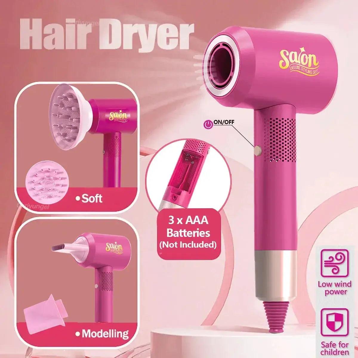  Kids Pretend Play Beauty Salon Set Hair Dryer Safe -  ToylandEU™