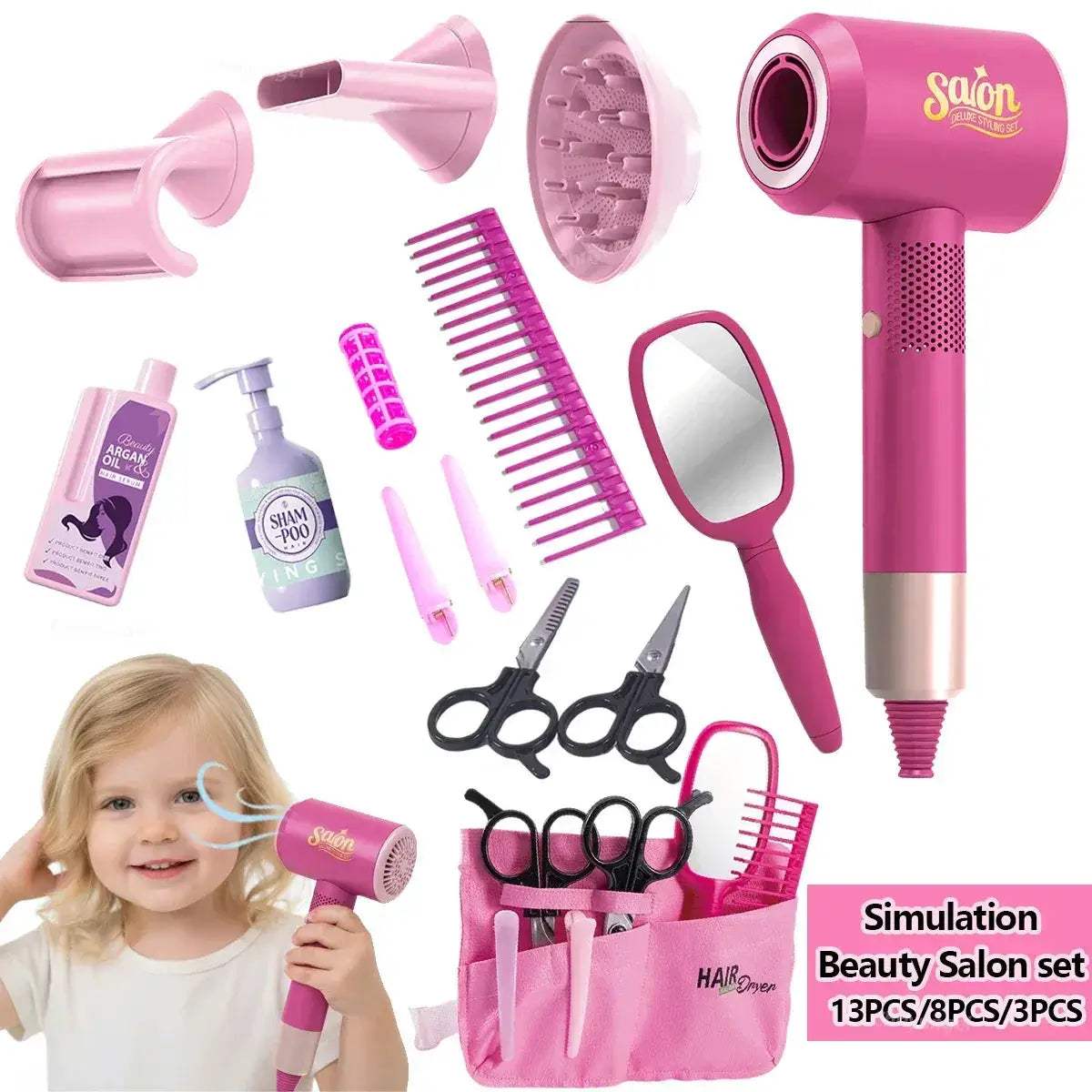 Kids Pretend Play Beauty Salon Set With Realistic Hair Dryer - ToylandEU