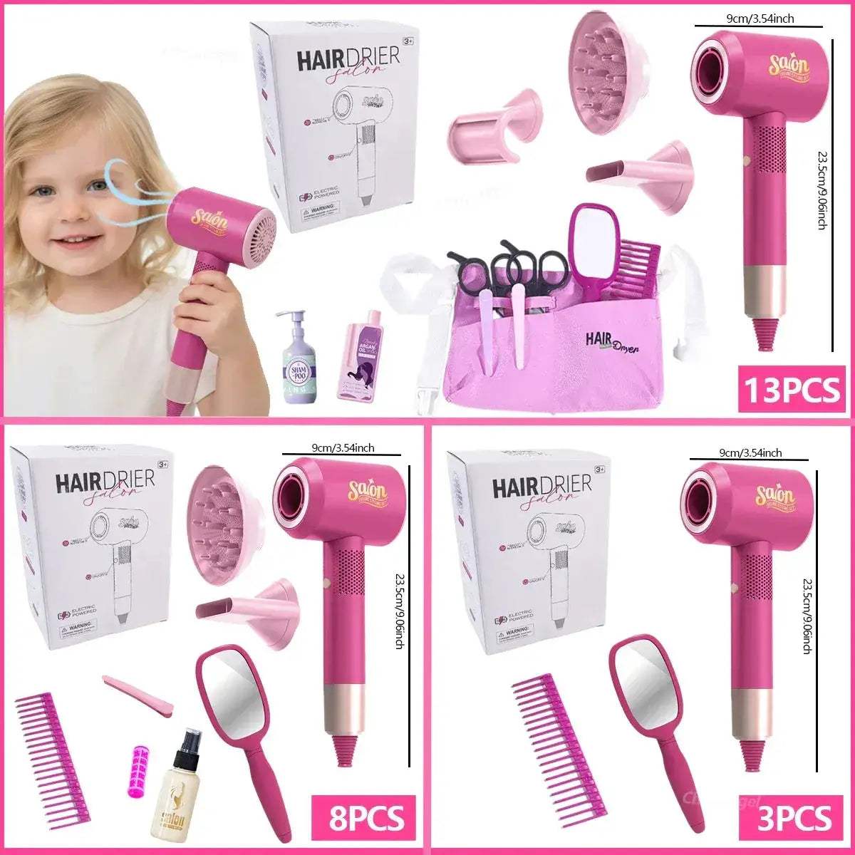 Kids Pretend Play Beauty Salon Set With Realistic Hair Dryer - ToylandEU