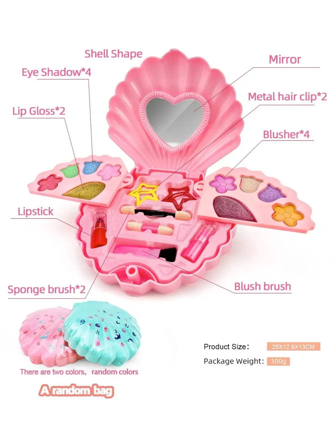 Kids Princess Makeup Kit Safe Non Toxic Gift Box Deluxe - ToylandEU