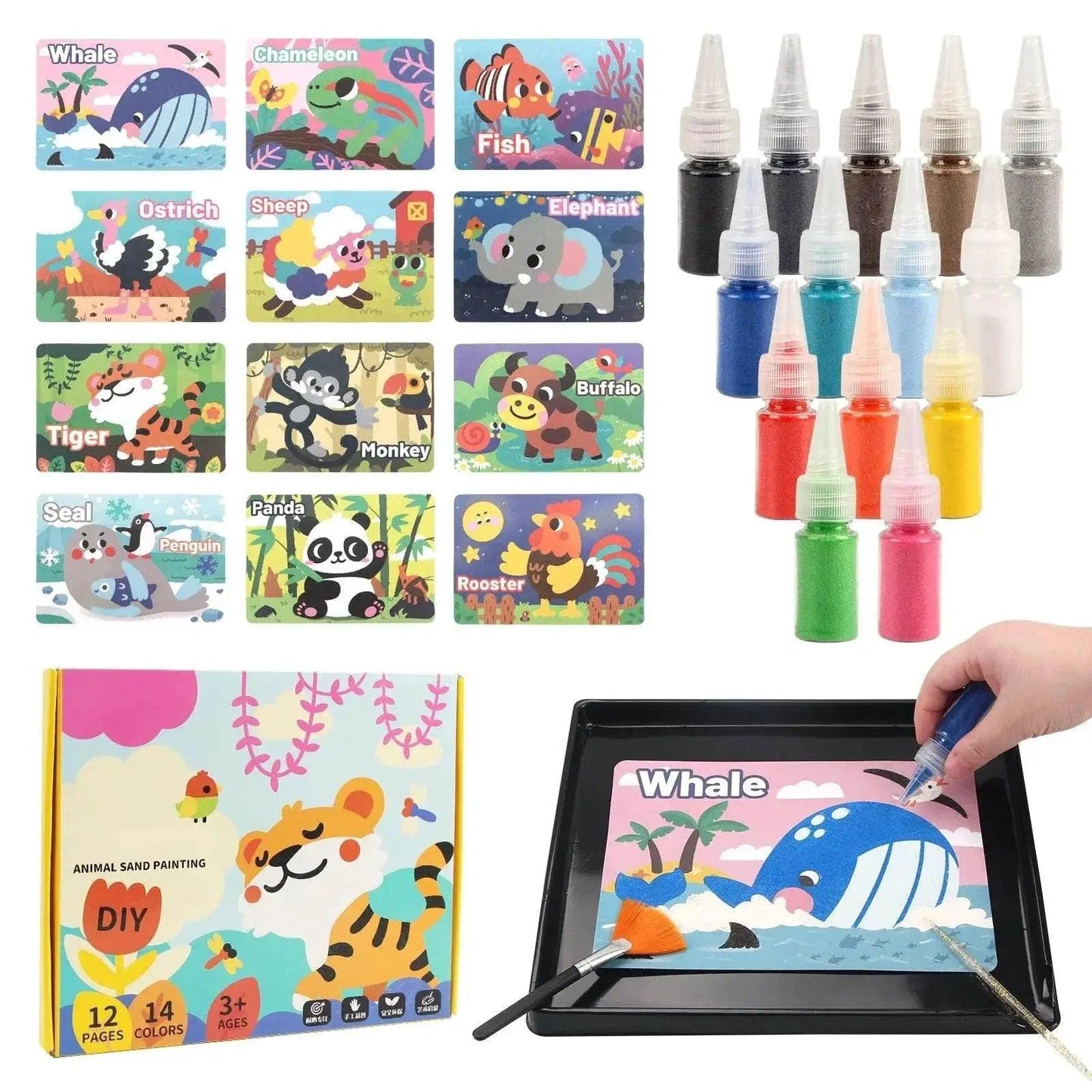  Kids' Princess Sand Art Kit 12 Cards 14 Colors Montessori -  ToylandEU™