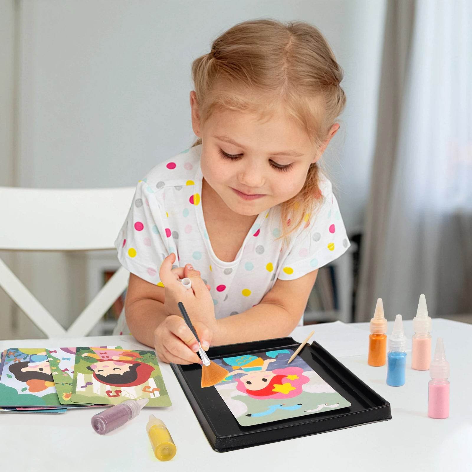Sand Art Kit DIY Sand Painting Craft 12 Princess Sand Painting Cards 14 Color Montessori Toys Educational Toys For Kids Gifts - ToylandEU