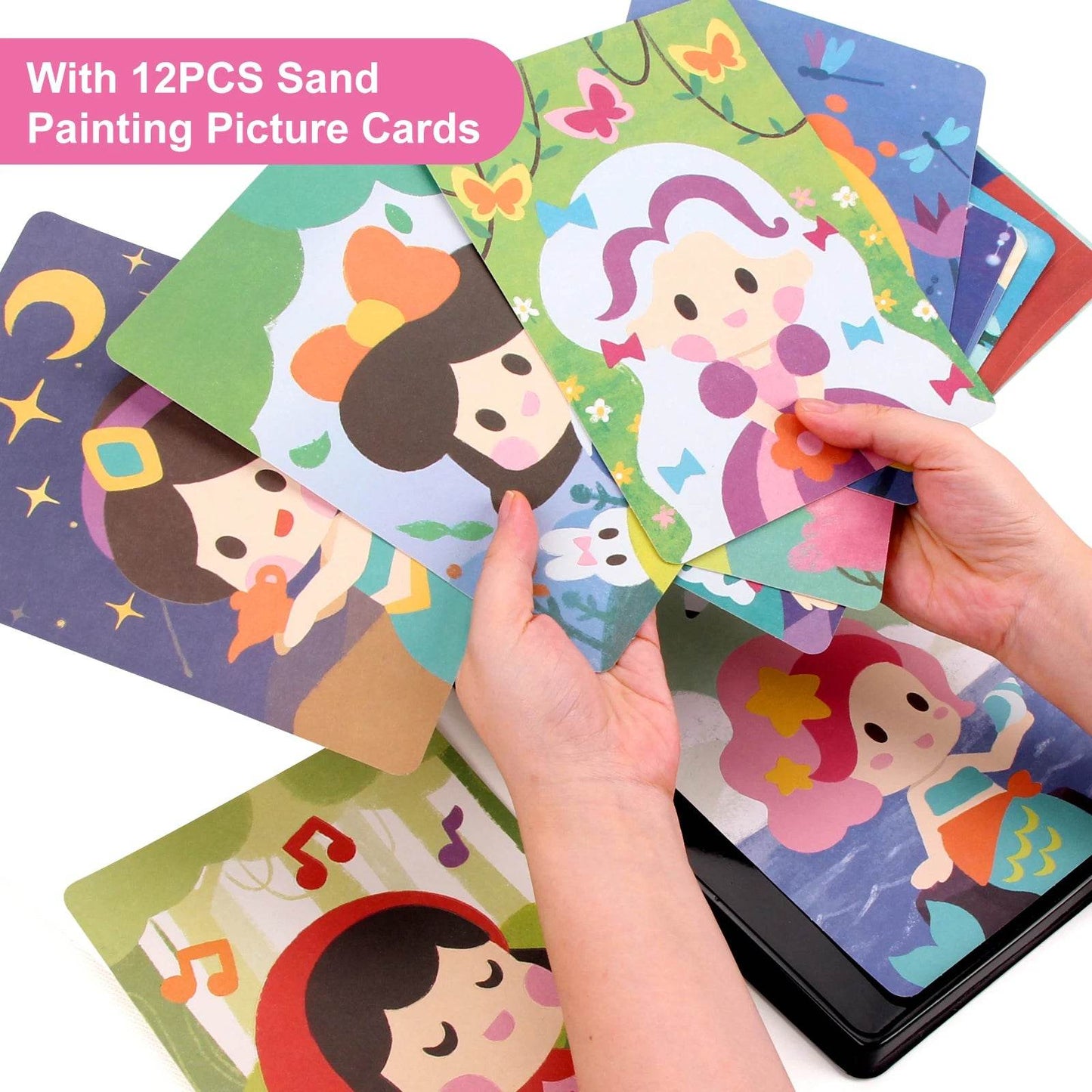 Sand Art Kit DIY Sand Painting Craft 12 Princess Sand Painting Cards 14 Color Montessori Toys Educational Toys For Kids Gifts - ToylandEU