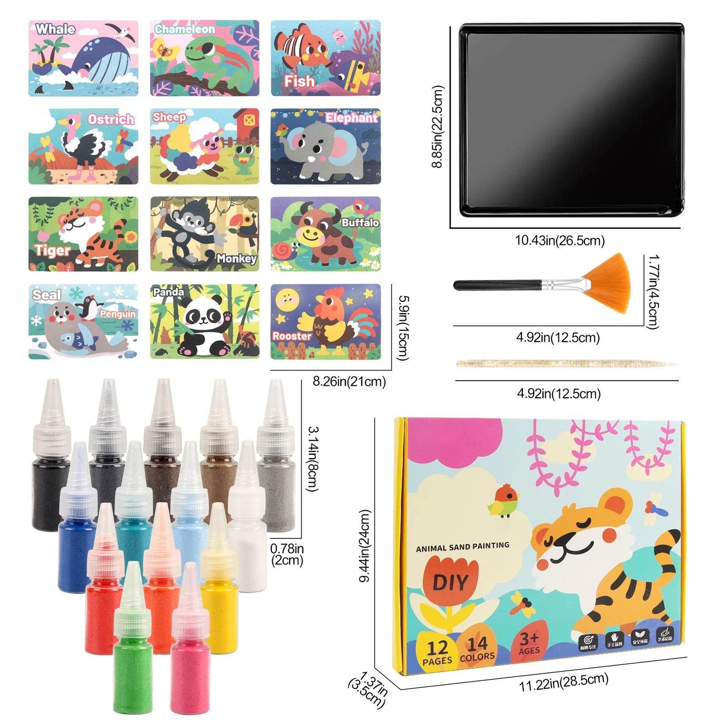 Sand Art Kit DIY Sand Painting Craft 12 Princess Sand Painting Cards 14 Color Montessori Toys Educational Toys For Kids Gifts - ToylandEU