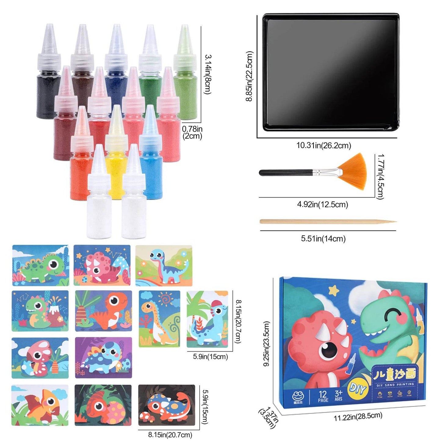 Sand Art Kit DIY Sand Painting Craft 12 Princess Sand Painting Cards 14 Color Montessori Toys Educational Toys For Kids Gifts - ToylandEU