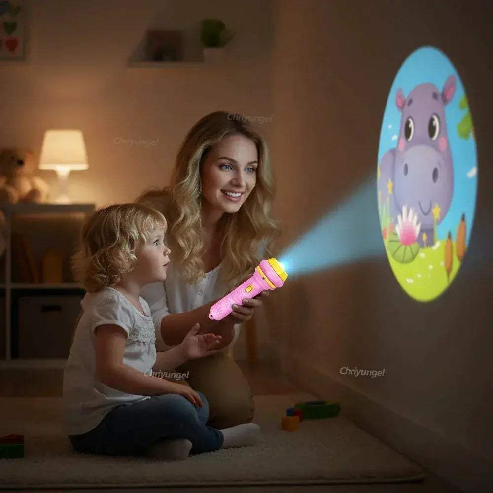 Kids Projector Flashlight Night Light With 80 Cartoon Images - ToylandEU