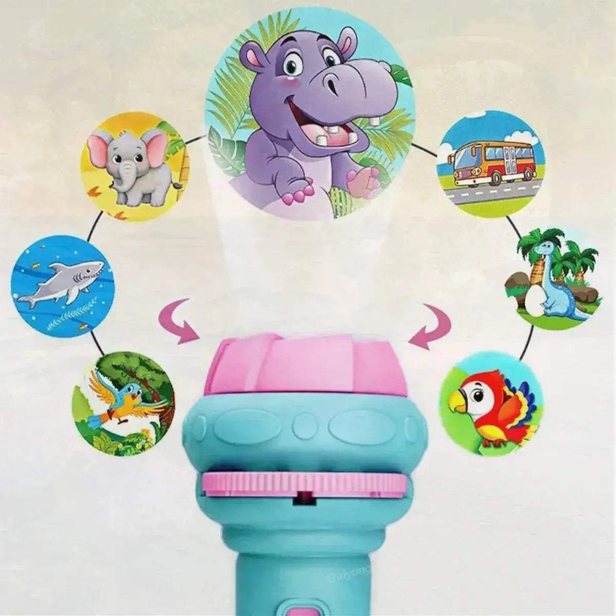 Kids Projector Flashlight Night Light With 80 Cartoon Images - ToylandEU