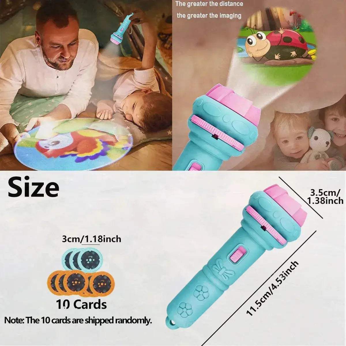 Kids Projector Flashlight Night Light With 80 Cartoon Images - ToylandEU