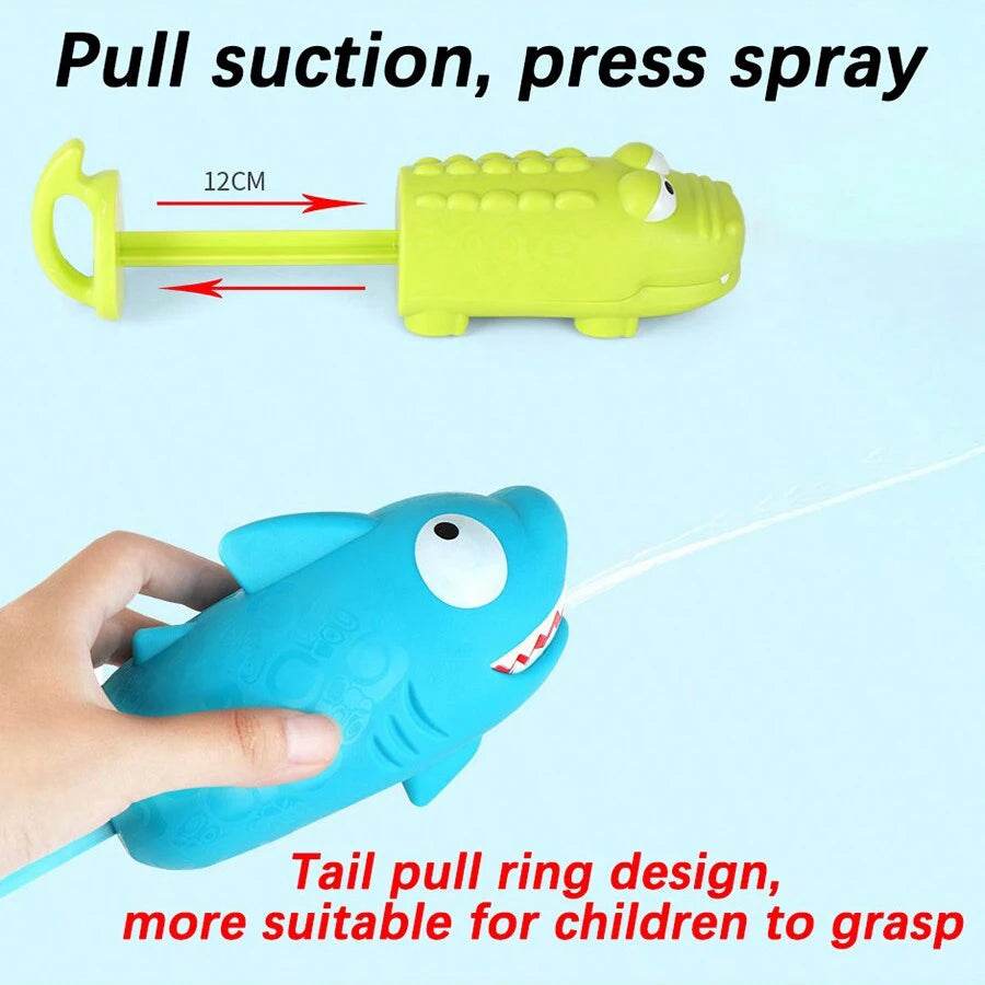 Kids Pull-Out Water Gun Toys Shark Cartoon Design Summer Fun - ToylandEU