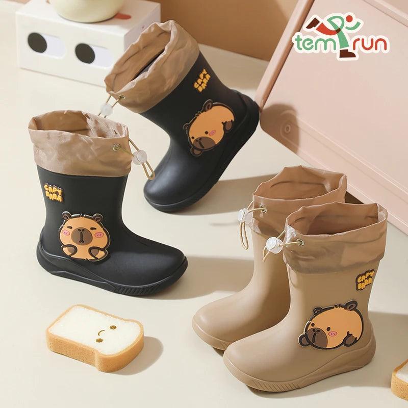 Kids Rain Boots | Cartoon Capybara Pattern | Toylandeu™
