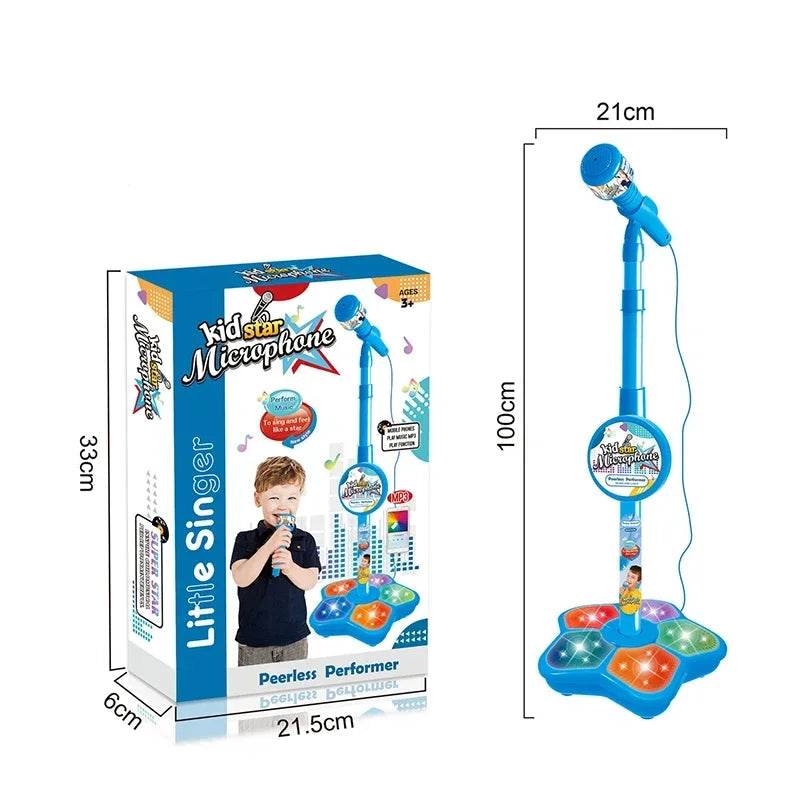 Kids Rocking Roll Microphone with Stand Karaoke Music Instrument Educational Toy Birthday Gift for Girls and Boys - ToylandEU