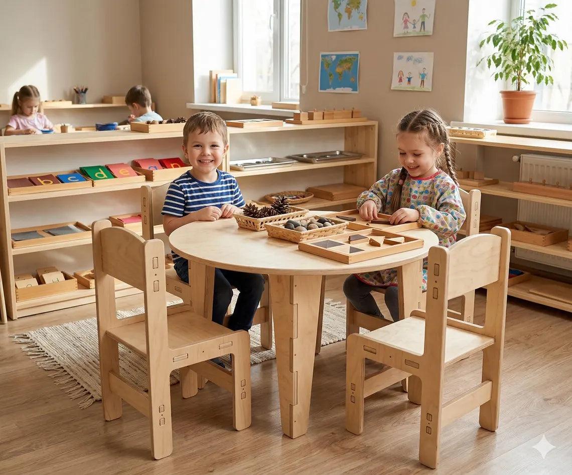 Kids Round Table Set | Baltic Birch | Toylandeu™