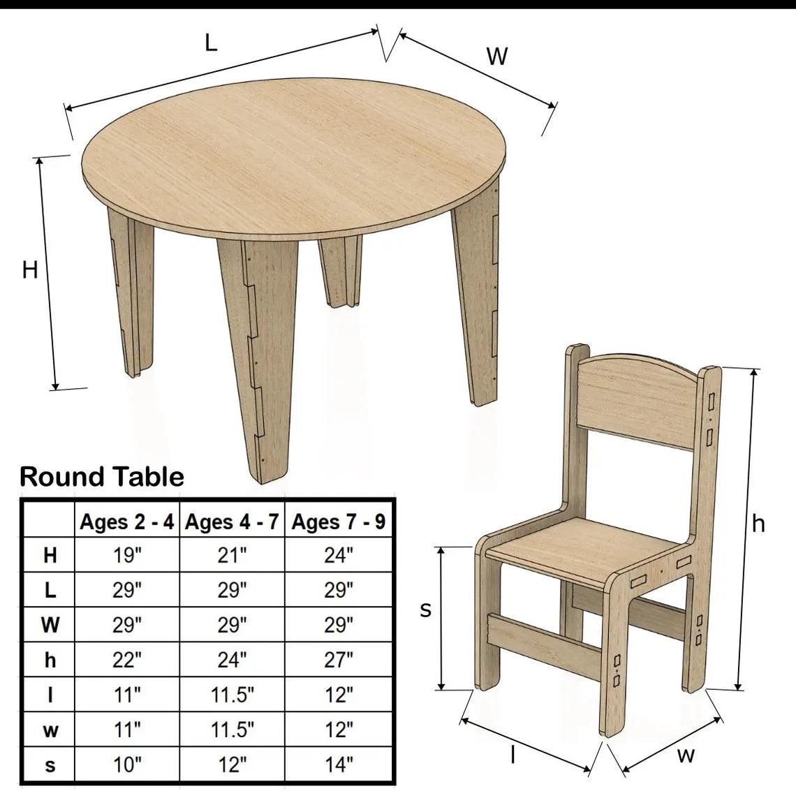 Kids Round Table Set | Baltic Birch | Toylandeu™