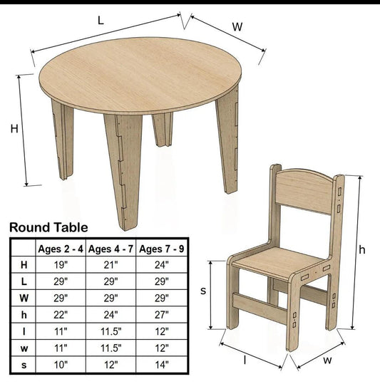 Kids Round Table Set | Baltic Birch | Toylandeu™