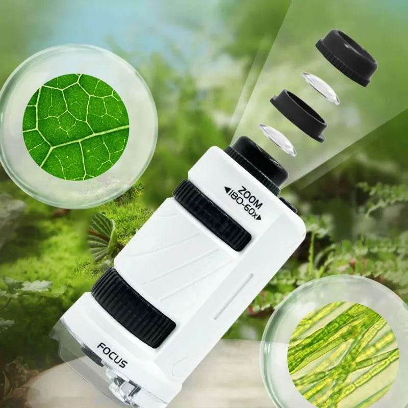 Kids Science Stem Toy Handheld Microscope Kit 60-180x with LED Light - ToylandEU