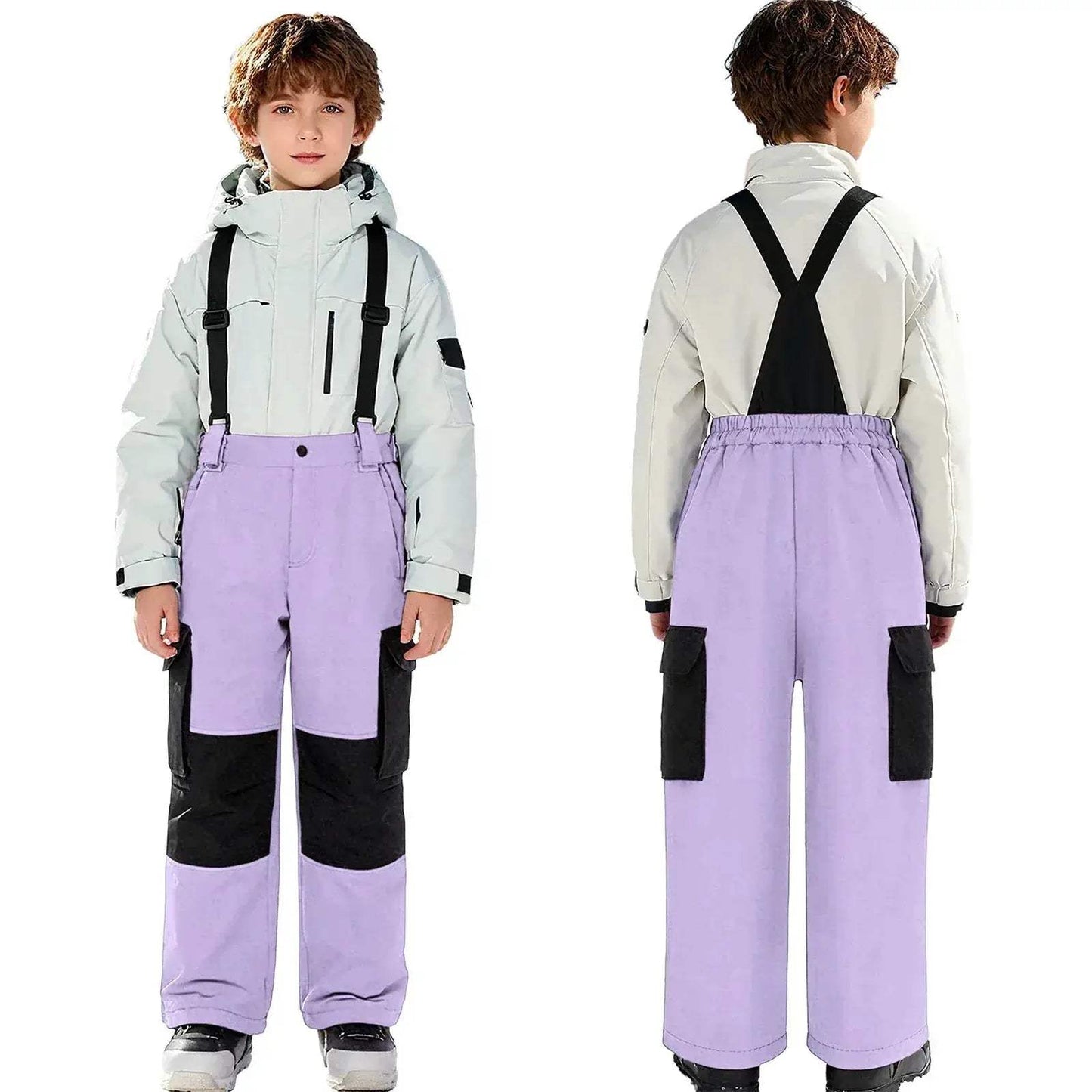 Kids Ski Overalls Water Resistant Snow Bib With Pockets - ToylandEU
