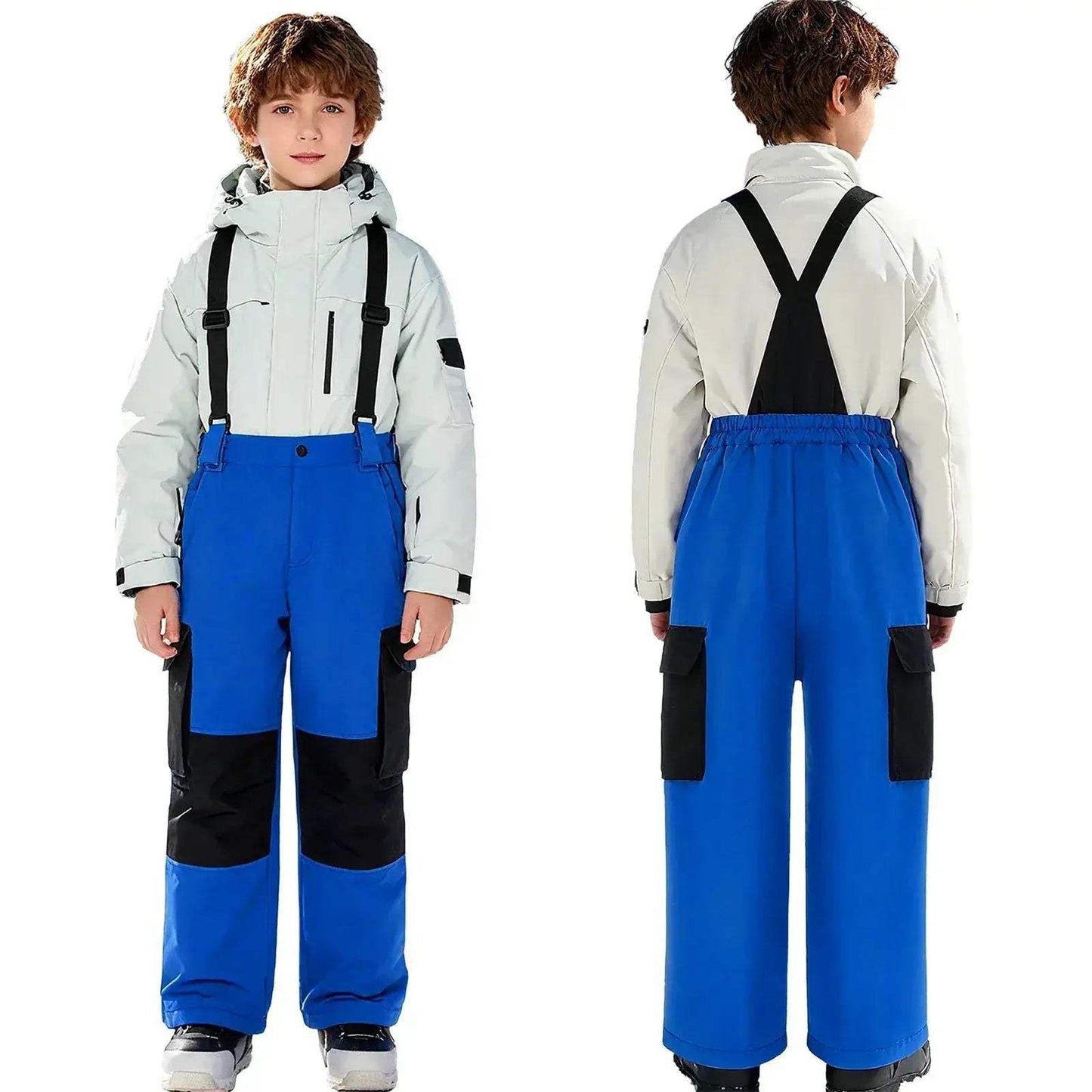 Kids Ski Overalls Water Resistant Snow Bib With Pockets - ToylandEU