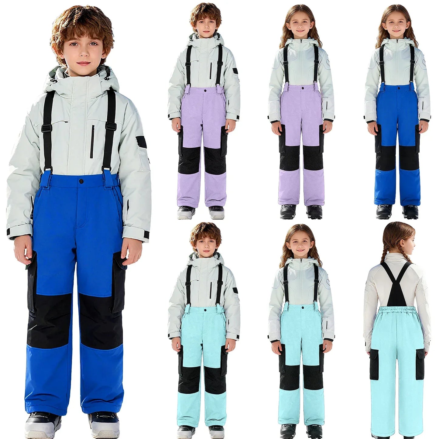 Kids Ski Overalls Water Resistant Snowsuit With Pockets - ToylandEU